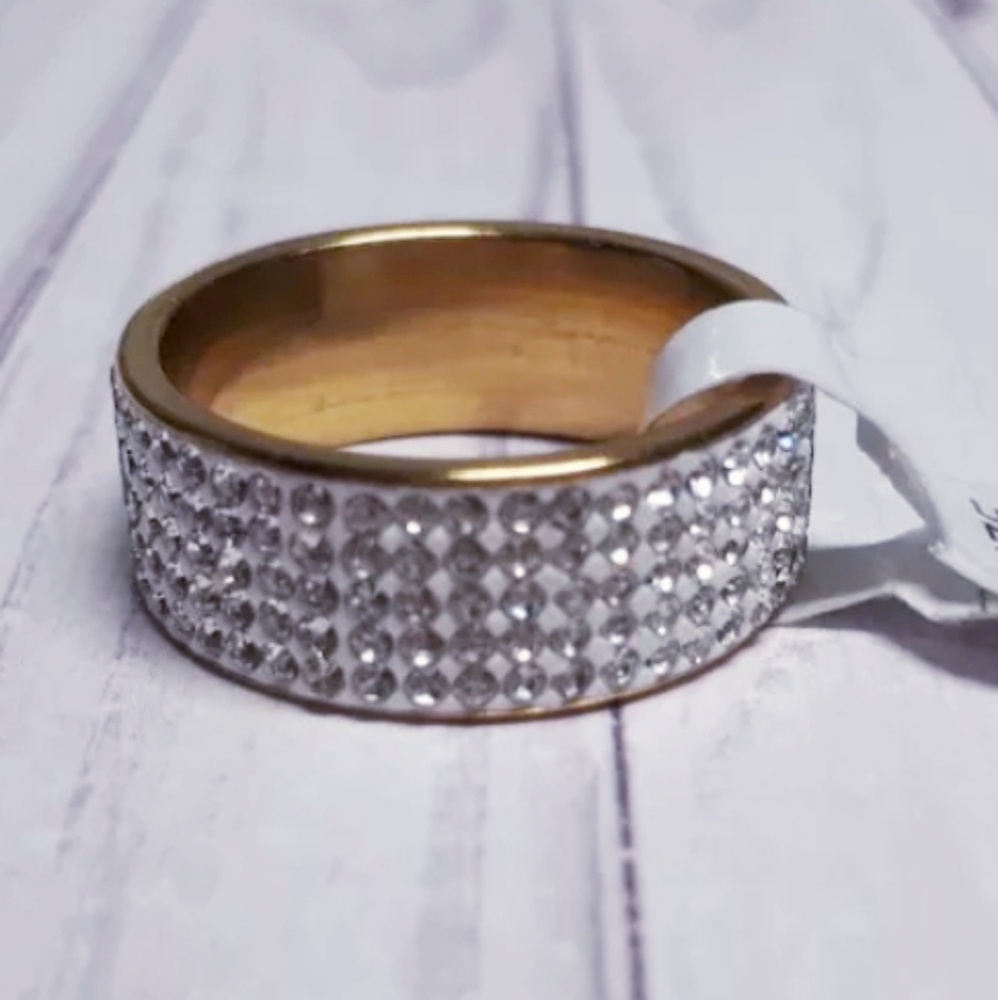 5 Row Micro Pave CZ Stainless Steel Ring - Picture 4 of 4
